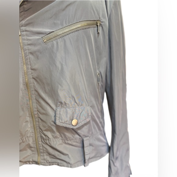 Karl Mommoo Italy Nylon Moto Jacket Gray Lightweight Biker Unisex Size  XL - Picture 6 of 16